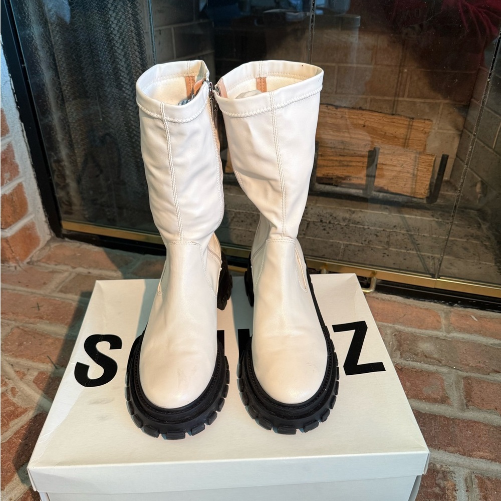SCHUTZ White Combat Boots